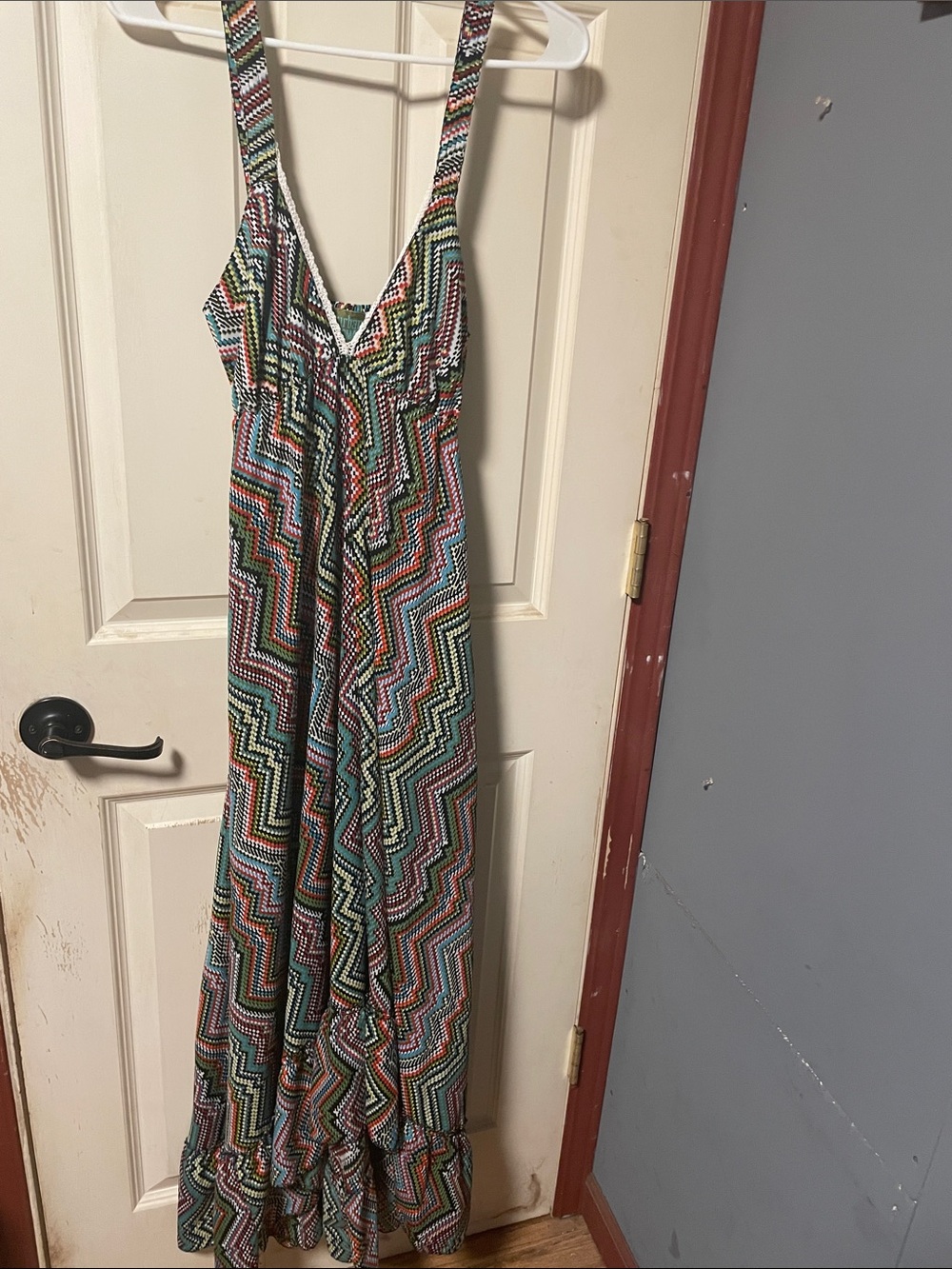 Nomad Multicolor Zigzag Maxi Dress — Green, Blue, Pink